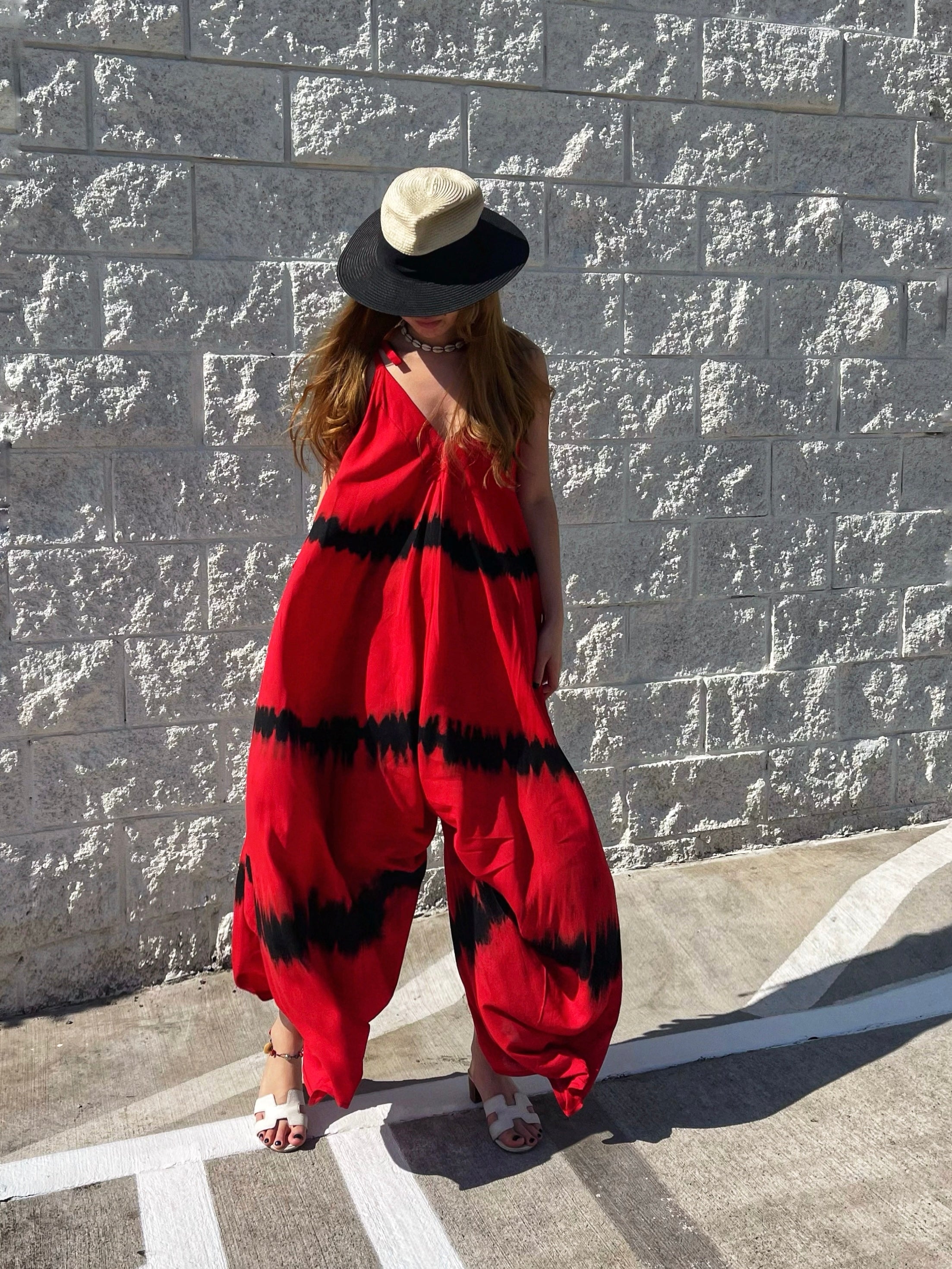 Thara Tie Dye Jumpsuit - Red