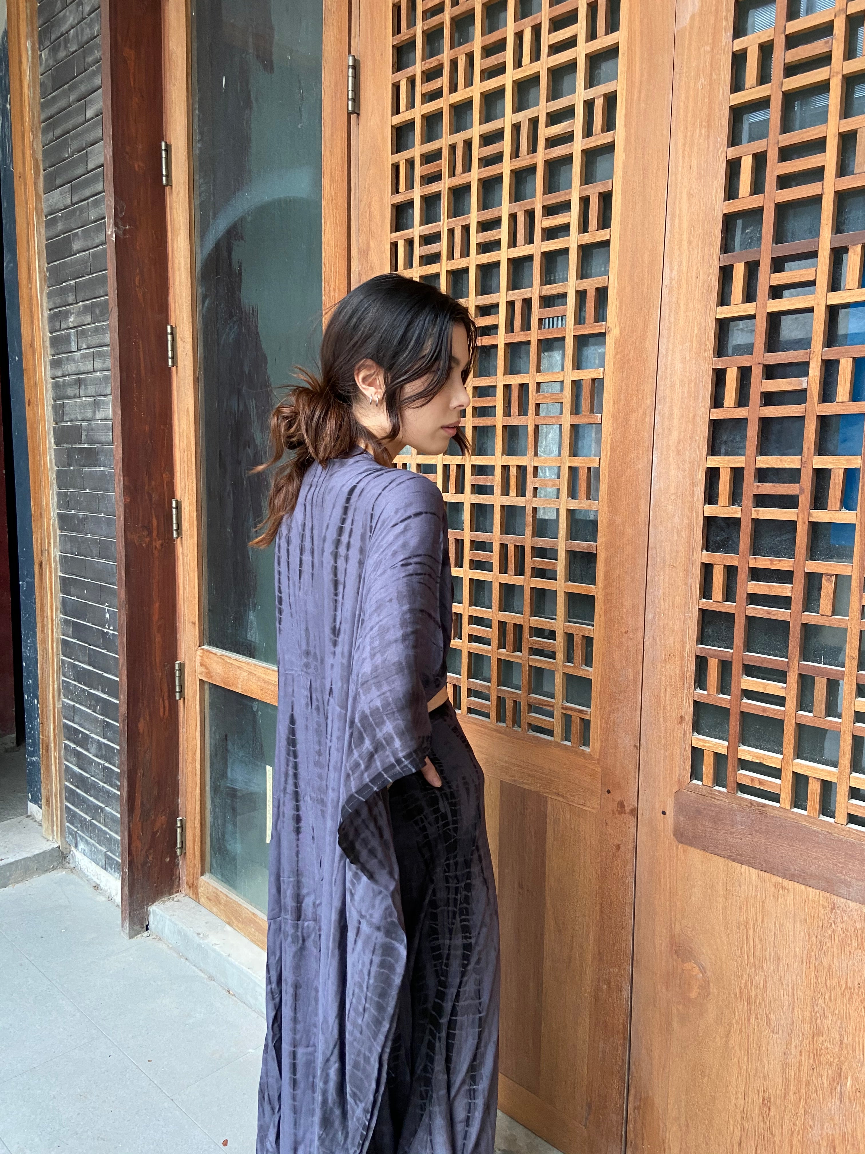 Maya Tie Dye Kaftan Kimono (Plus size) - Gray
