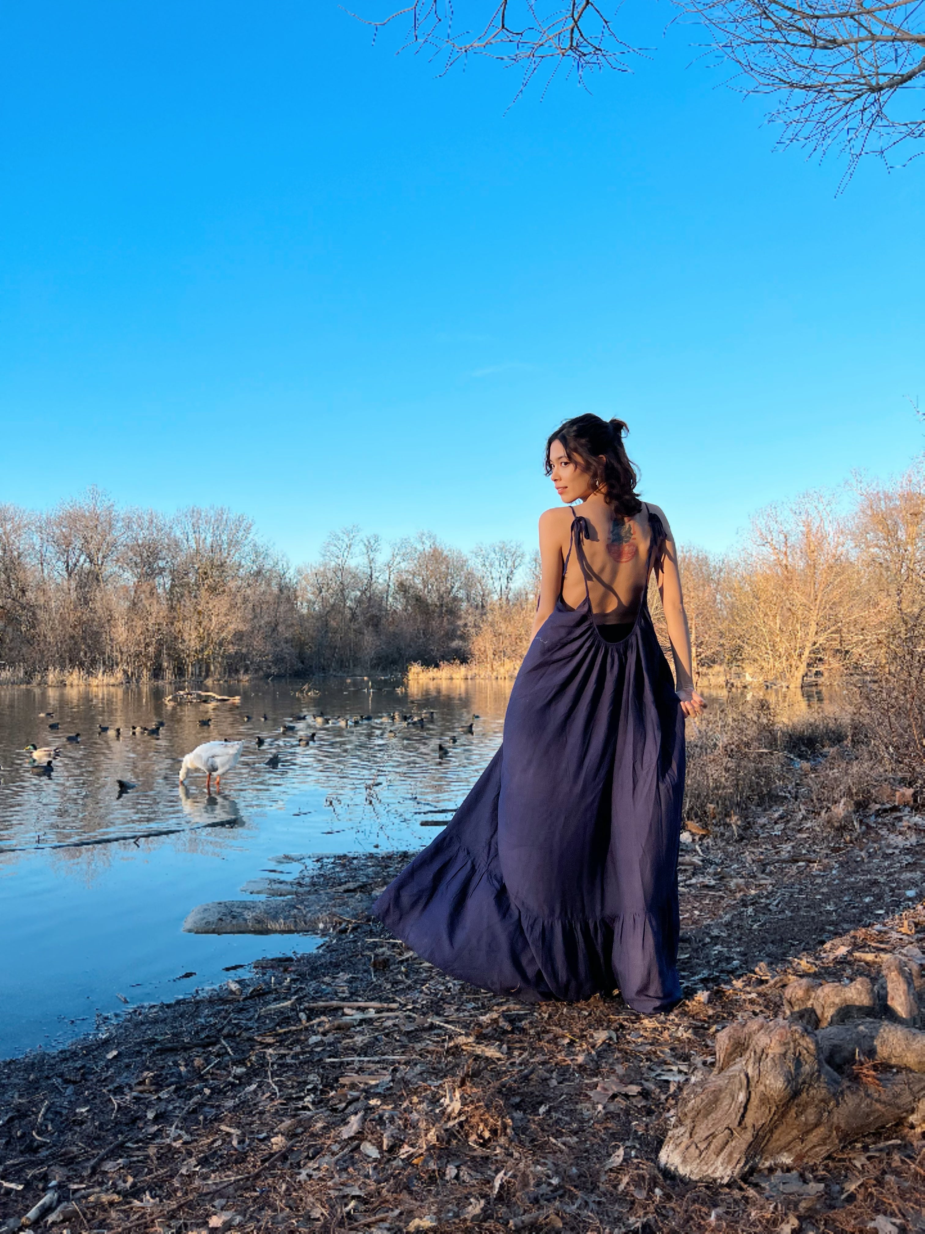 Mali Backless Maxi Dress - Navy