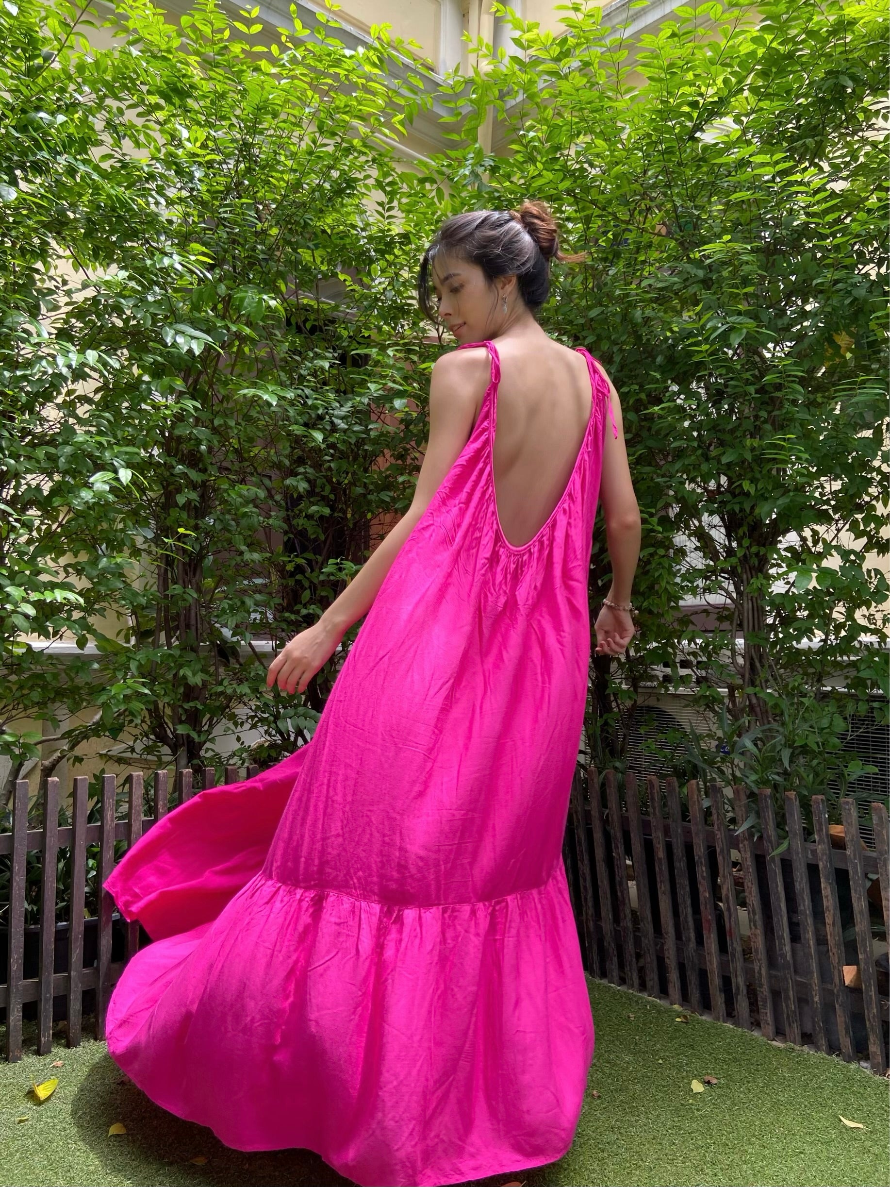 Mali Backless Maxi Dress - Fuchsia