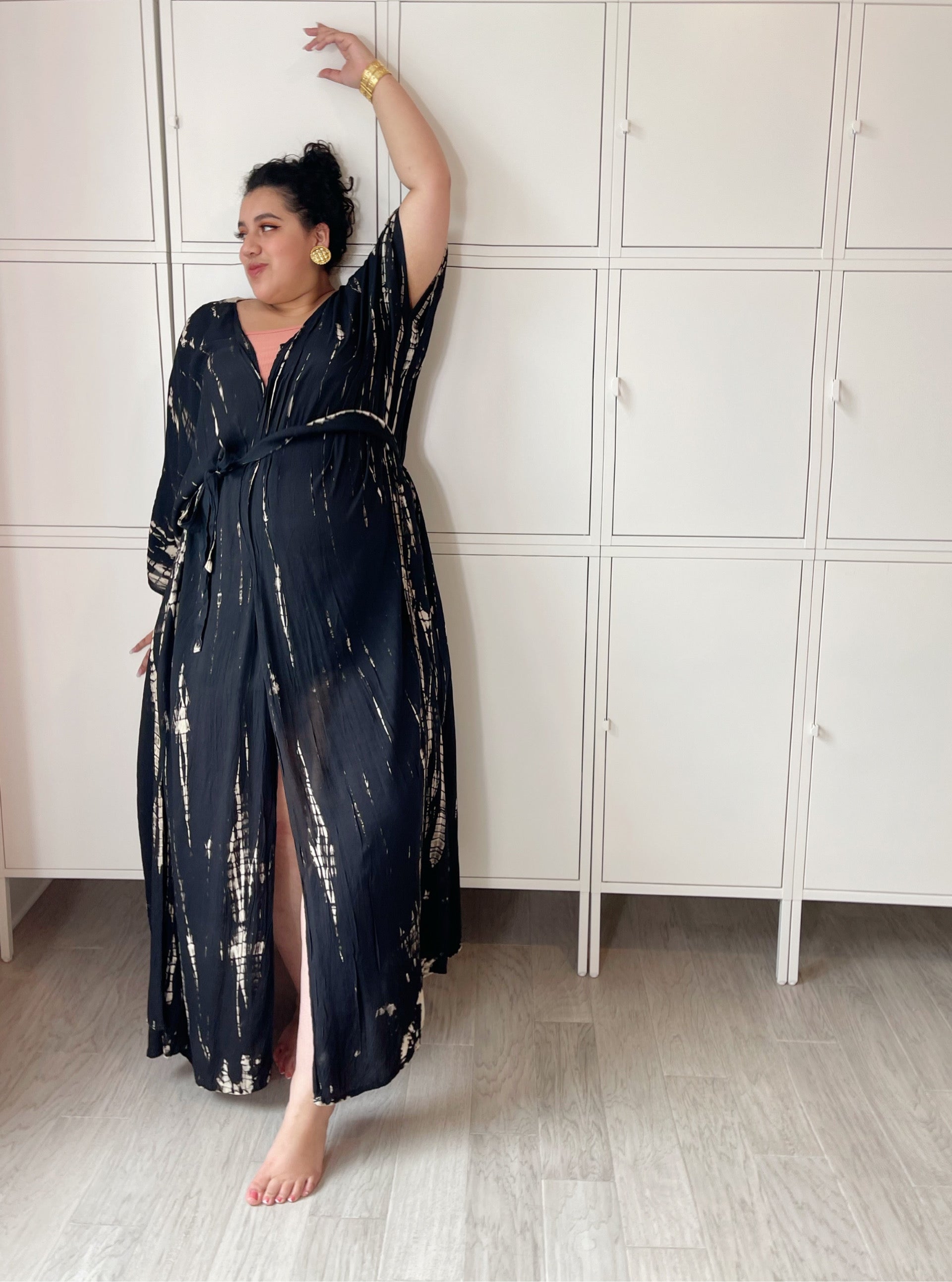 Plus size dress with hot sale kimono