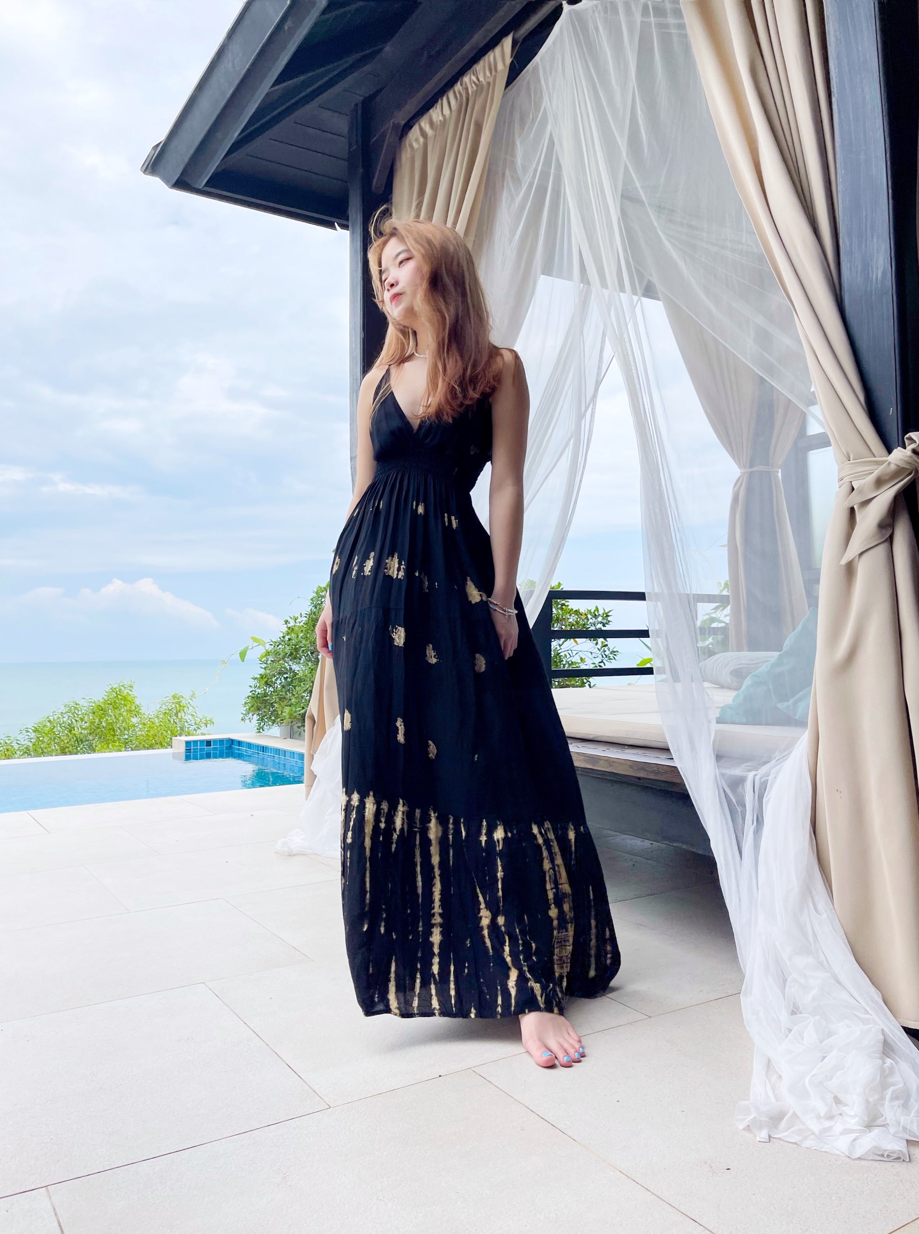 Lisa - Smock Maxi Dress For Sale - Boho Smocked Tie dye Dress | Coco De Chom Lisa - Smock Maxi Dress For Sale - Boho Smocked Tie dye Dress | Coco De Chom