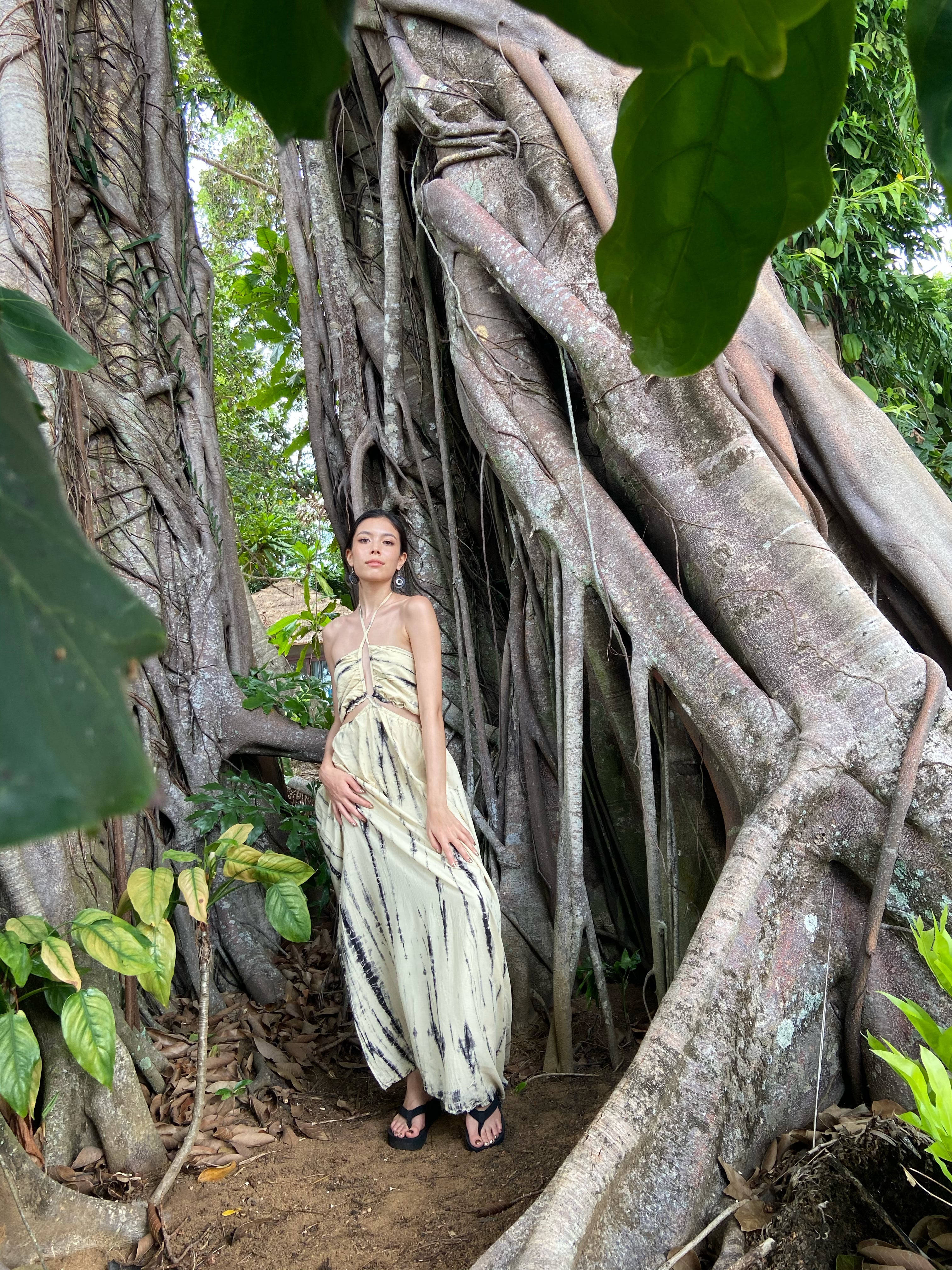 Tie dye top cut out dress
