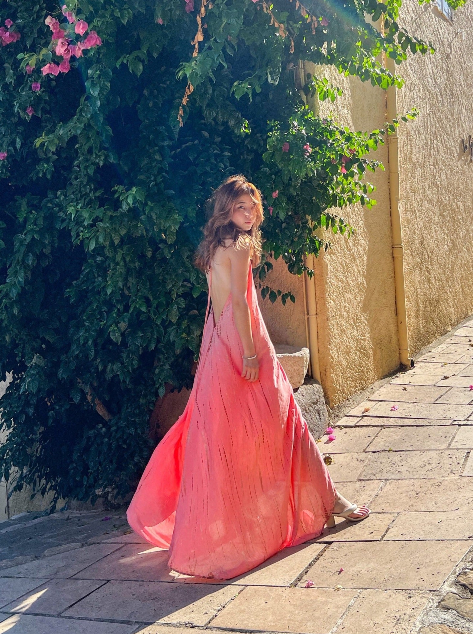 Flamingo Pink Pastel Tie dye Maxi Dress For Sale - Pink Peach maxi Dress Flamingo Pink Pastel Tie dye Maxi Dress For Sale - Pink Peach maxi Dress